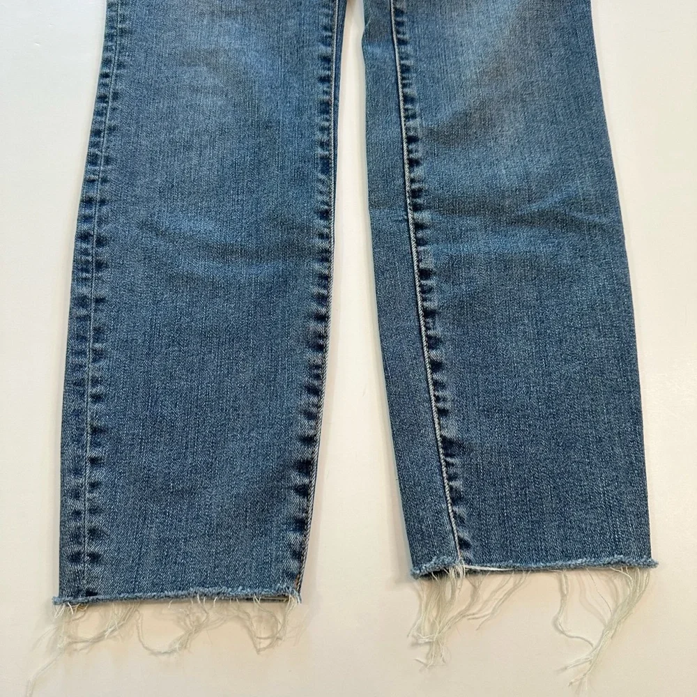 J. Crew Jeans 9” Toothpick Button Fly Raw Hem Medium Blue Denim Women’s Size 28